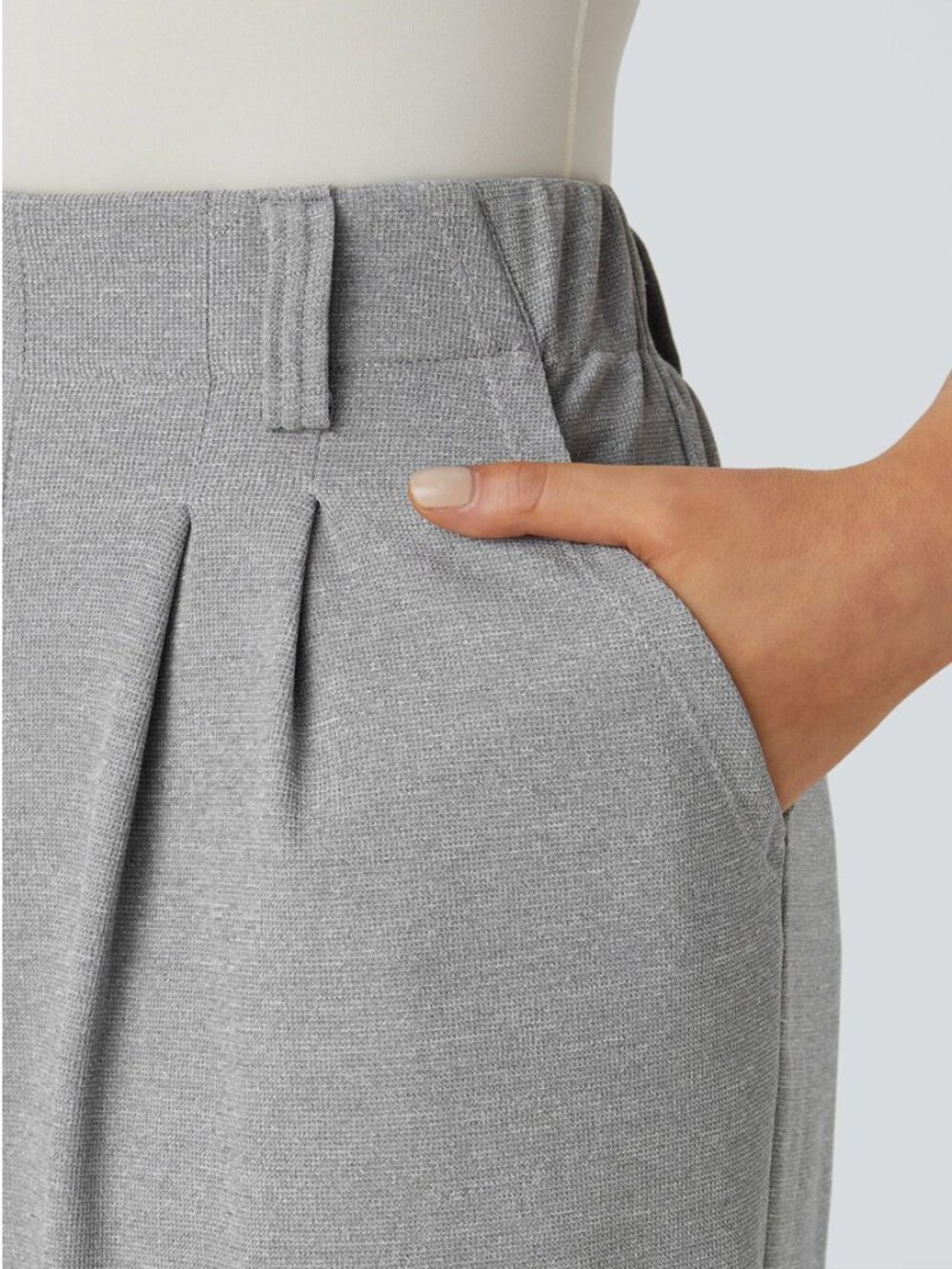 Halara Flex High Waisted Pocket Wide Leg Waffle Work Pants Light Grey M Reg - Picture 4 of 13